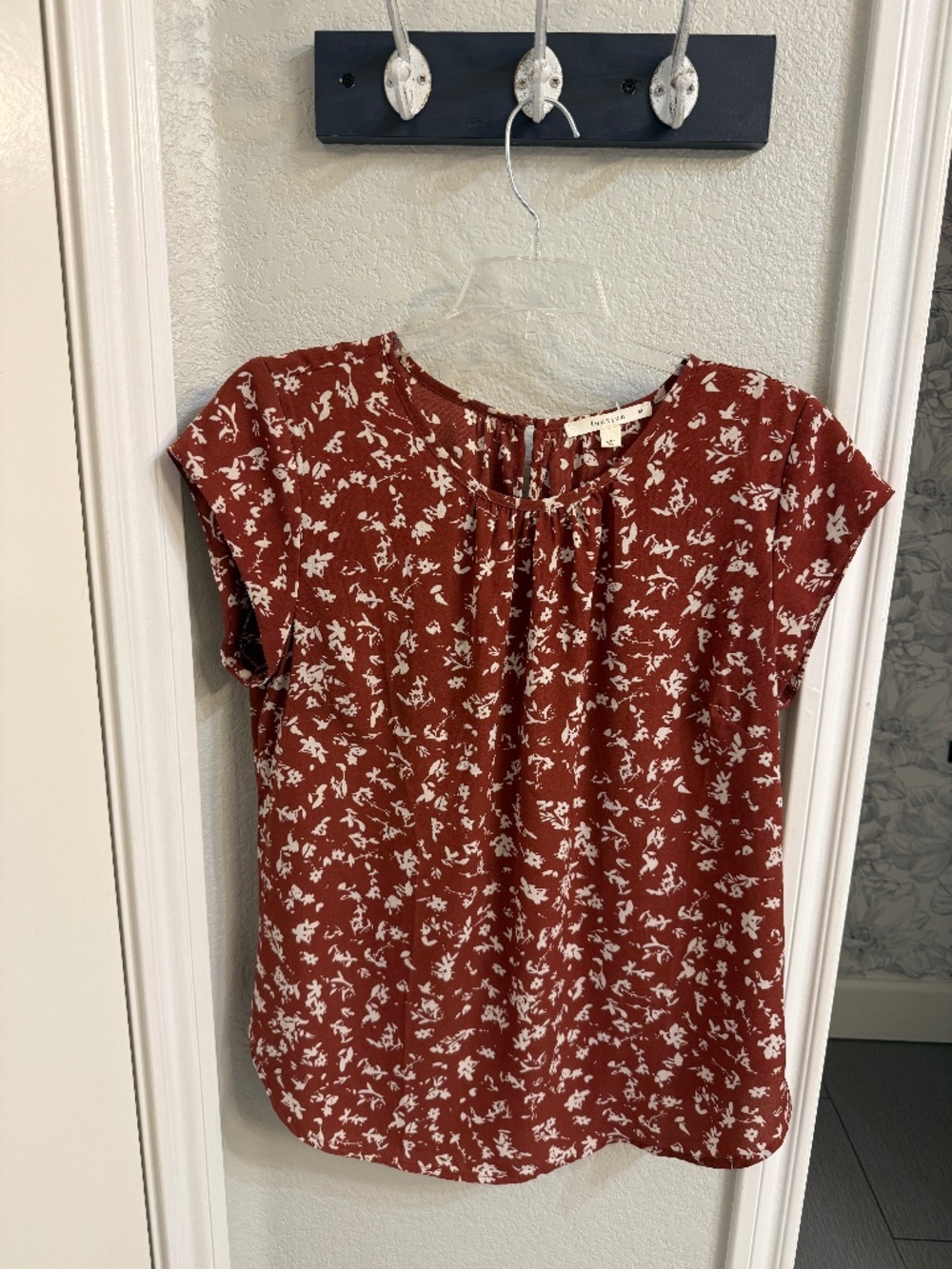 Stitch Fix fun2fun blouse, rust and white floral